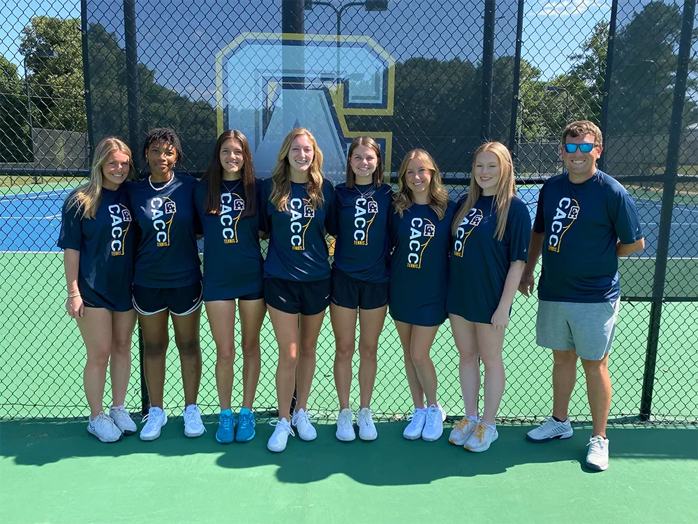 Womens tennis team on the court